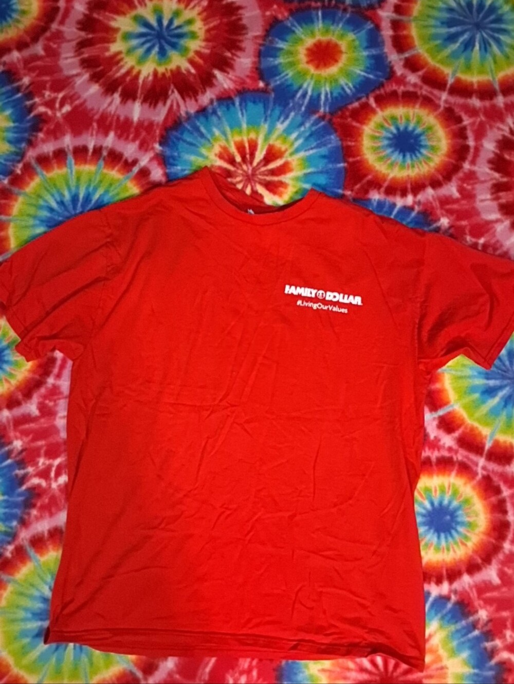 Red Short Sleeve Family Dollar Tee Shirt Size Large
